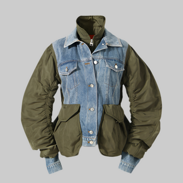 Blue Winter Loose Color Matching Denim Cotton Jacket Jacket Coat Women Small - Modestly Vogue